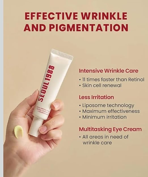 SEOUL 1988 Eye Cream K : Retinal Liposome 4% + Fermented Bean, wrinkle care, anti-aging, skin elasticity, pigmentation, brightening, retinol, 30ml/1.01 fl.oz.